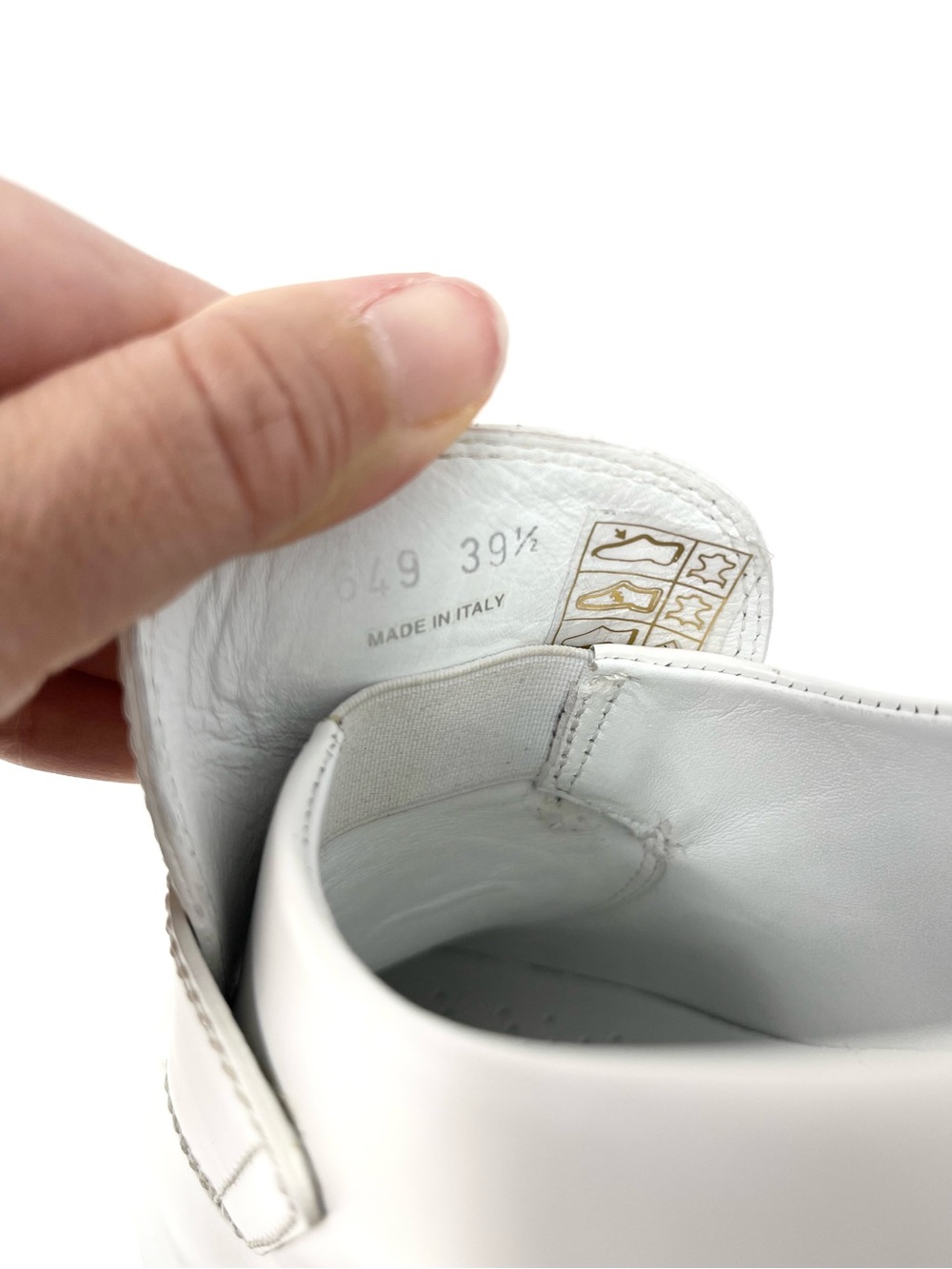 NEW Prada Monolith Triangle Logo White Leather Loafers Heels Chunky 39.5 9.5 - Picture 9 of 14